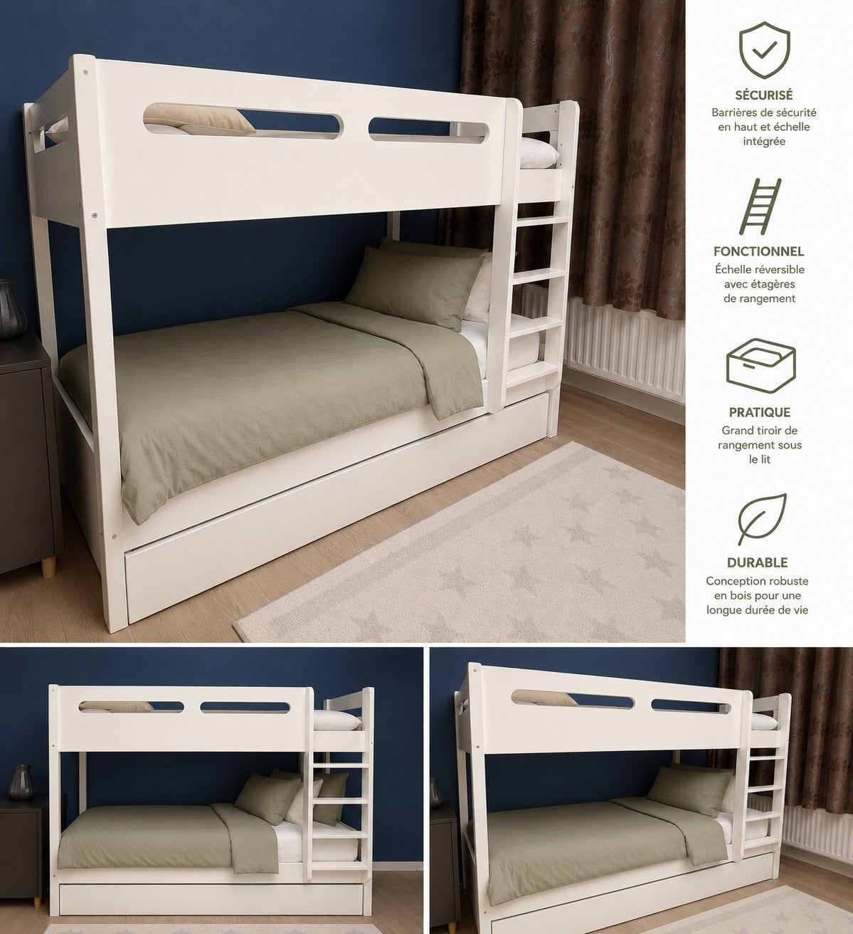 Lit superposé + tiroir- Maisons du Monde, Enfants & Bébés, Chambre d'enfant | Lits superposés & Lits mezzanines, Enlèvement, Comme neuf
