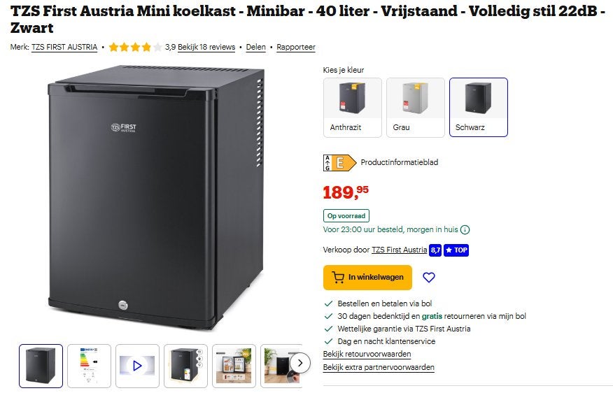 Mini koelkast frigo - 40 liter – nieuw, Neuf, Sans bac à congélation, Moins de 45 cm, Enlèvement