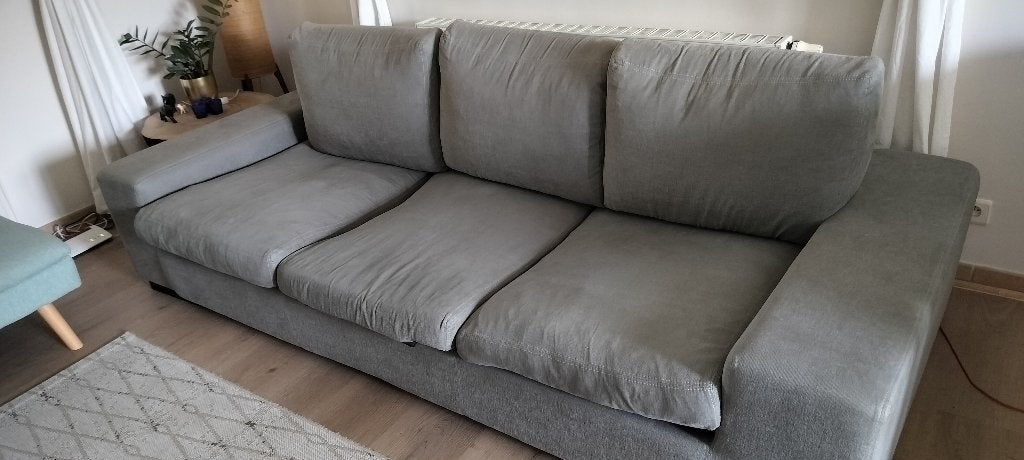 Canapé 3 places - gris, Trois personnes, 100 à 125 cm, 200 à 250 cm, Banc droit