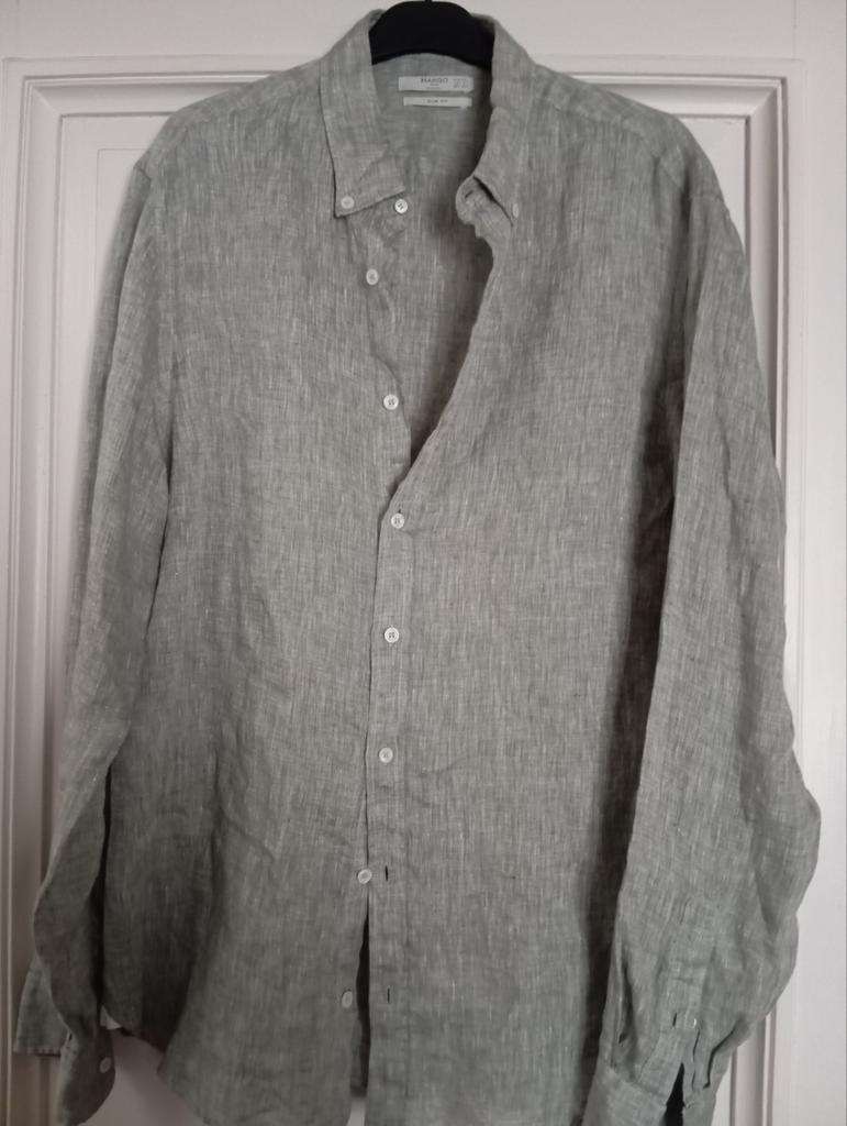 Chemise en lin gris MANGO, décontractée, coupe cintrée, tail, Vêtements | Hommes, Enlèvement ou Envoi