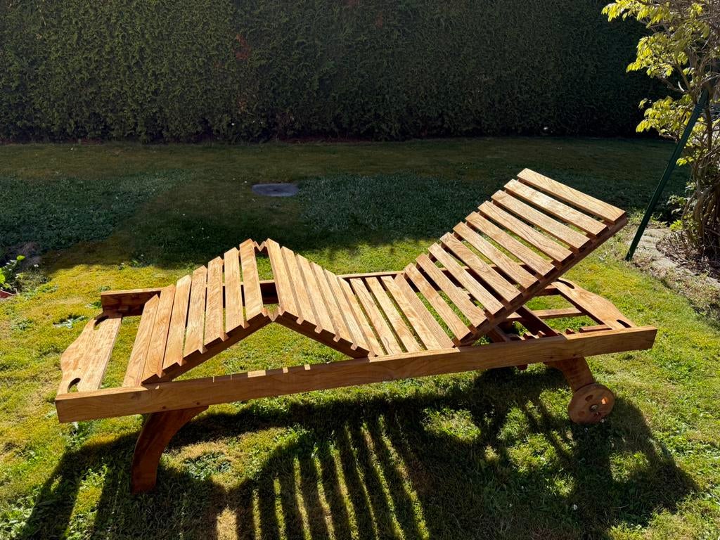 Chaise longue lit de soleil en teck - teak massif, Enlèvement