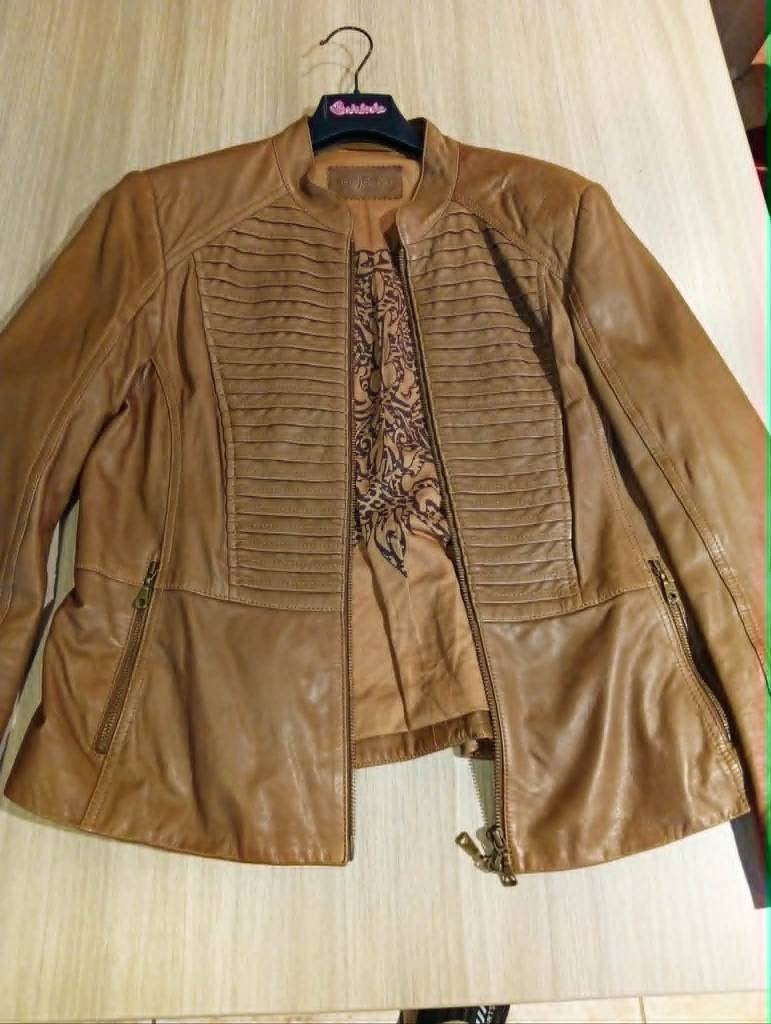 veste en cuir pour femme, Taille 42/44 (L), Enlèvement ou Envoi, Comme neuf, Brun