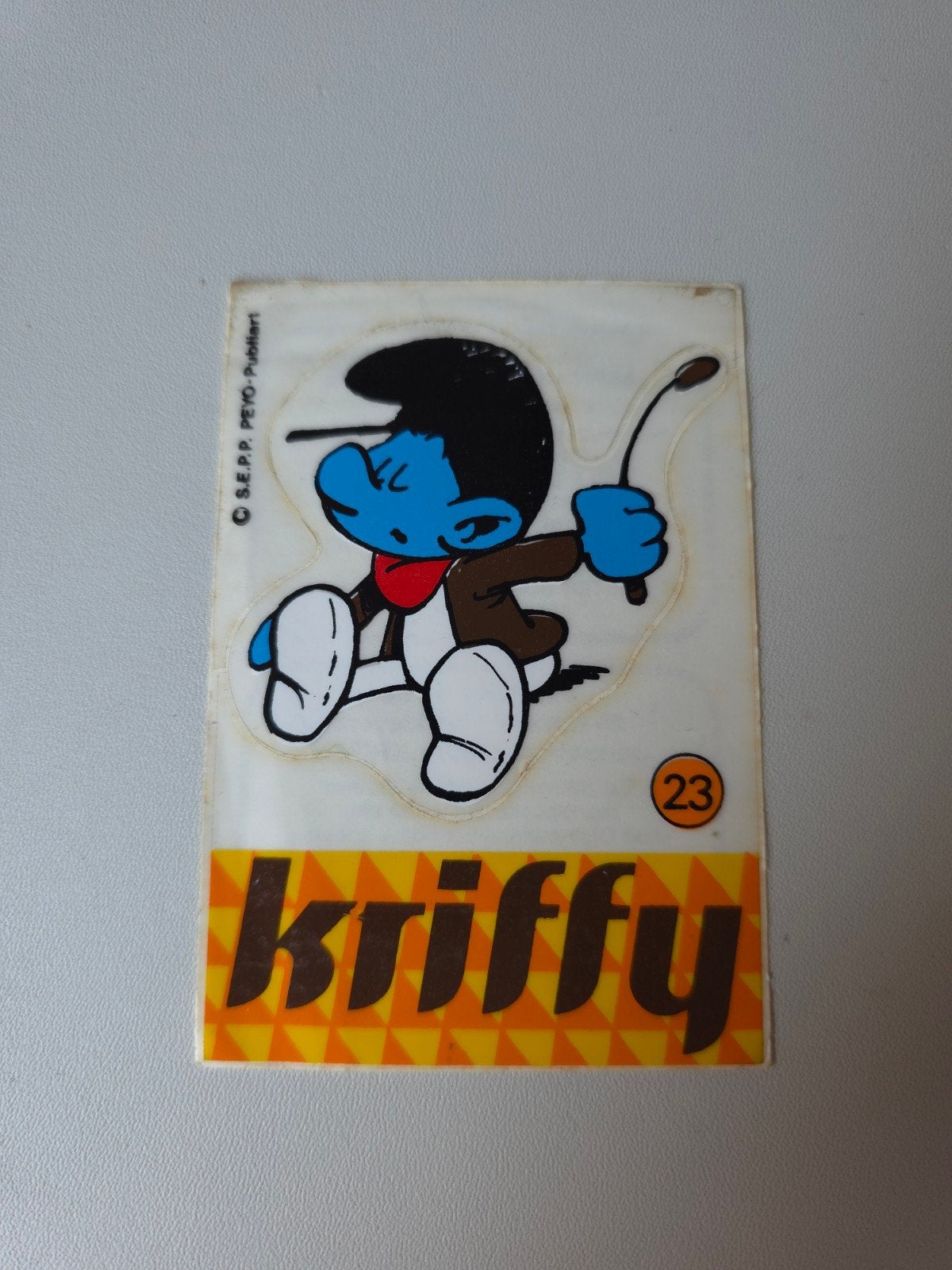 Autocollant Schtroumpf Kriffy no 23, Verzamelen, Smurfen, Verzenden, Zo goed als nieuw, Overige Smurfen, Overige typen