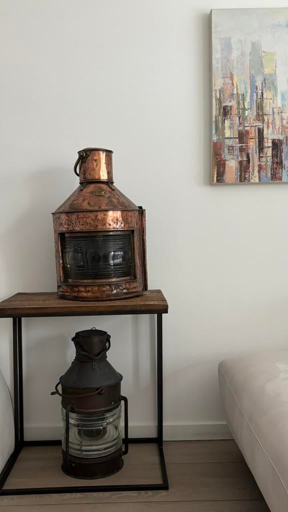 Solid copper brass starboard lantern, Antiek en Kunst, Ophalen