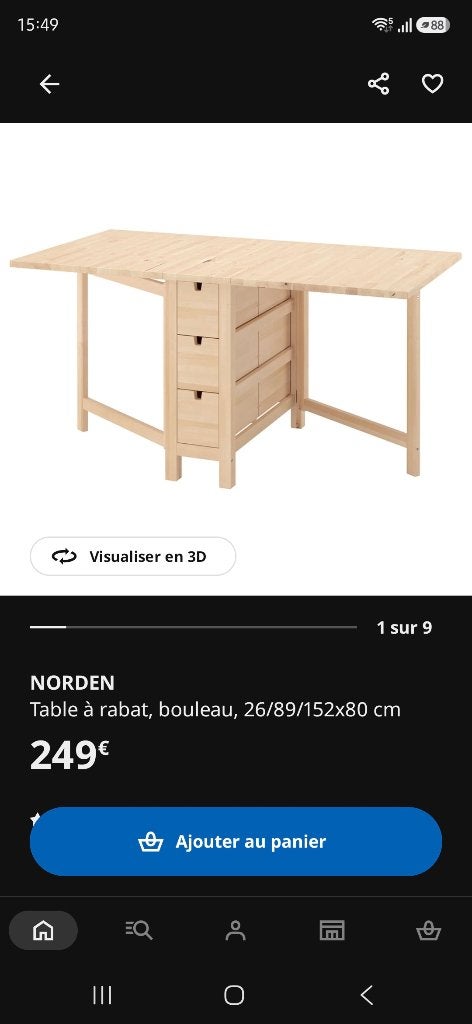 Table à manger pliante Ikea, Enlèvement, Utilisé