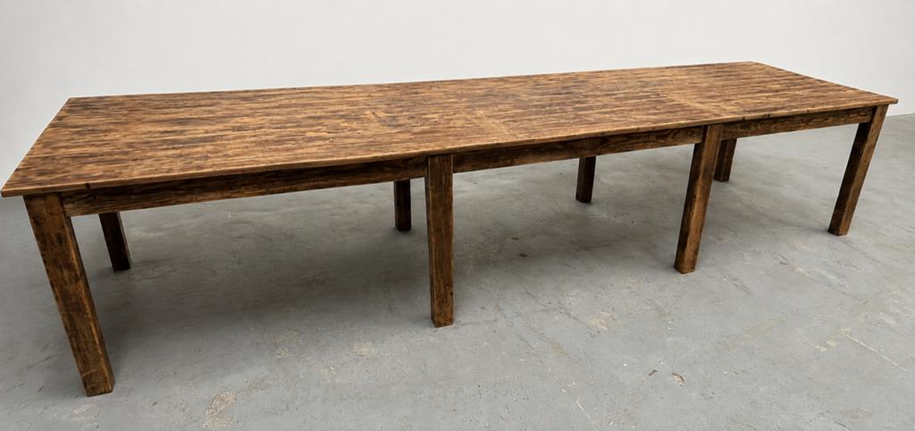 Grande table ancienne en sapin lg 3,60 m, Vintage, Enlèvement, Rectangulaire, Bois