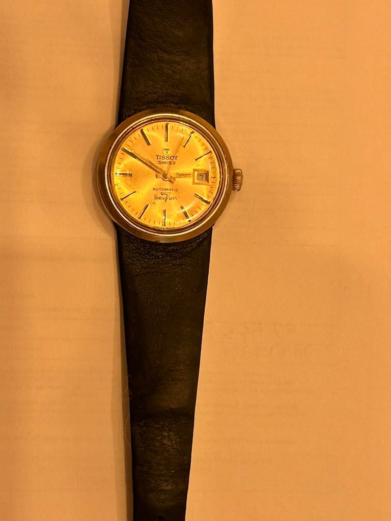 Tissot Seven automatic Oméga gold wm vintage !! collector !!, Montre-bracelet, Autres marques, Cuir, Or