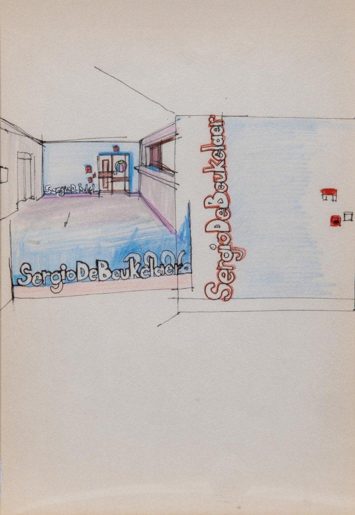 Originele tekening -Sergio De Beukelaer- Galerijprijs: 2500, Antiek en Kunst, Kunst | Tekeningen en Fotografie, Ophalen of Verzenden