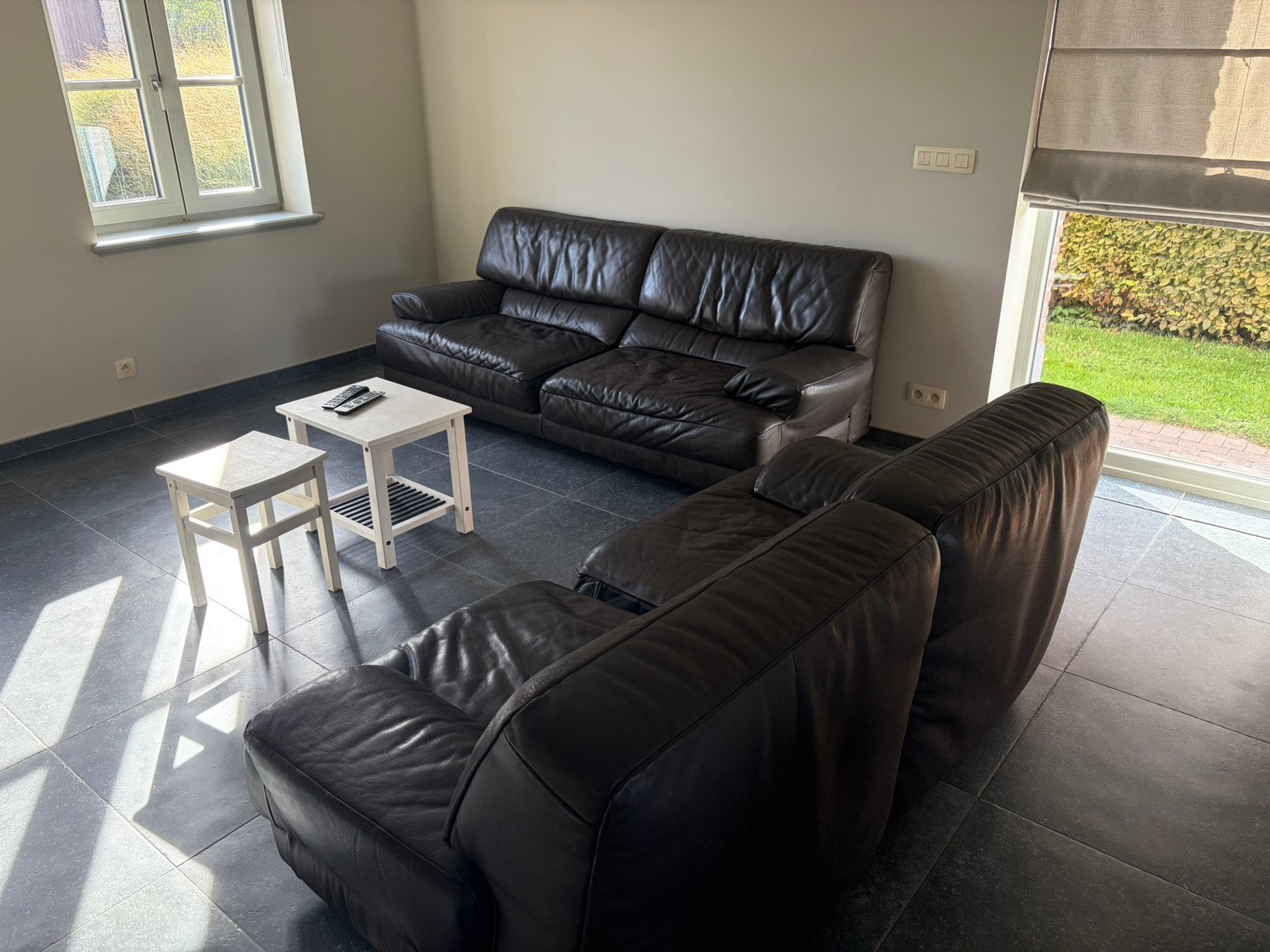 Lederen salon, Huis en Inrichting, Ophalen, Gebruikt, Leer