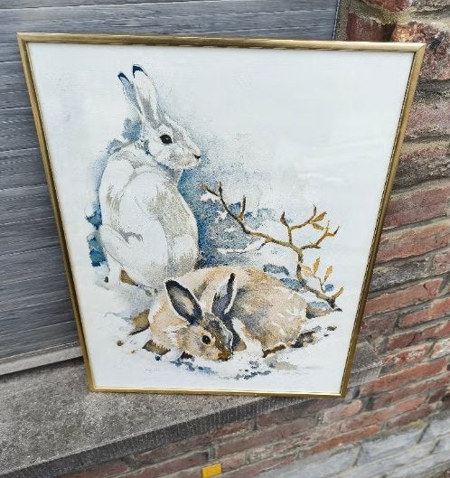 Lithographie les lapins signe, Antiquités & Art, Enlèvement ou Envoi, Lithographie