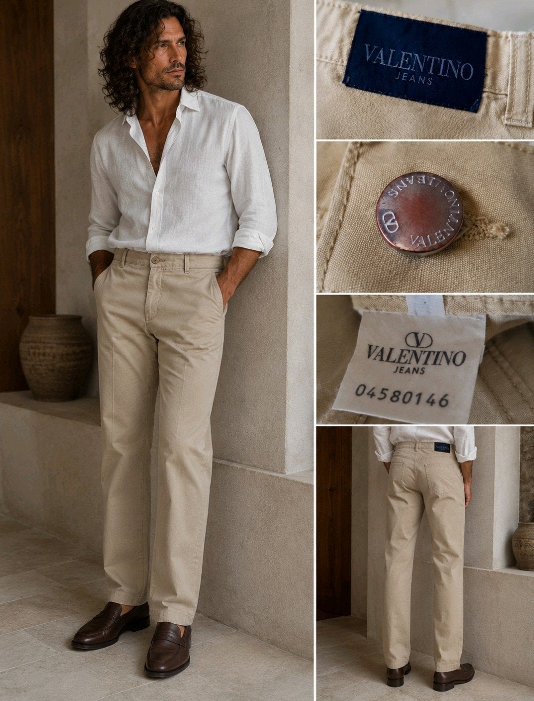Valentino Jeans — Beige broek voor heren — Maat 34, Valentino, Ophalen of Verzenden, Zo goed als nieuw, Beige