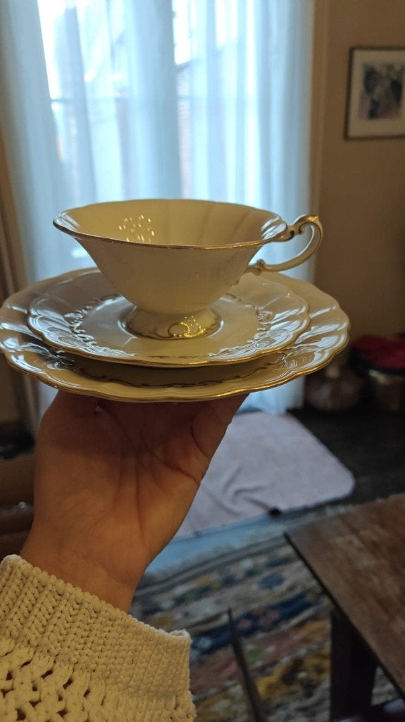 antiek 6-delig dessert/ontbijt servies, Huis en Inrichting, Ophalen, Gebruikt, Compleet servies