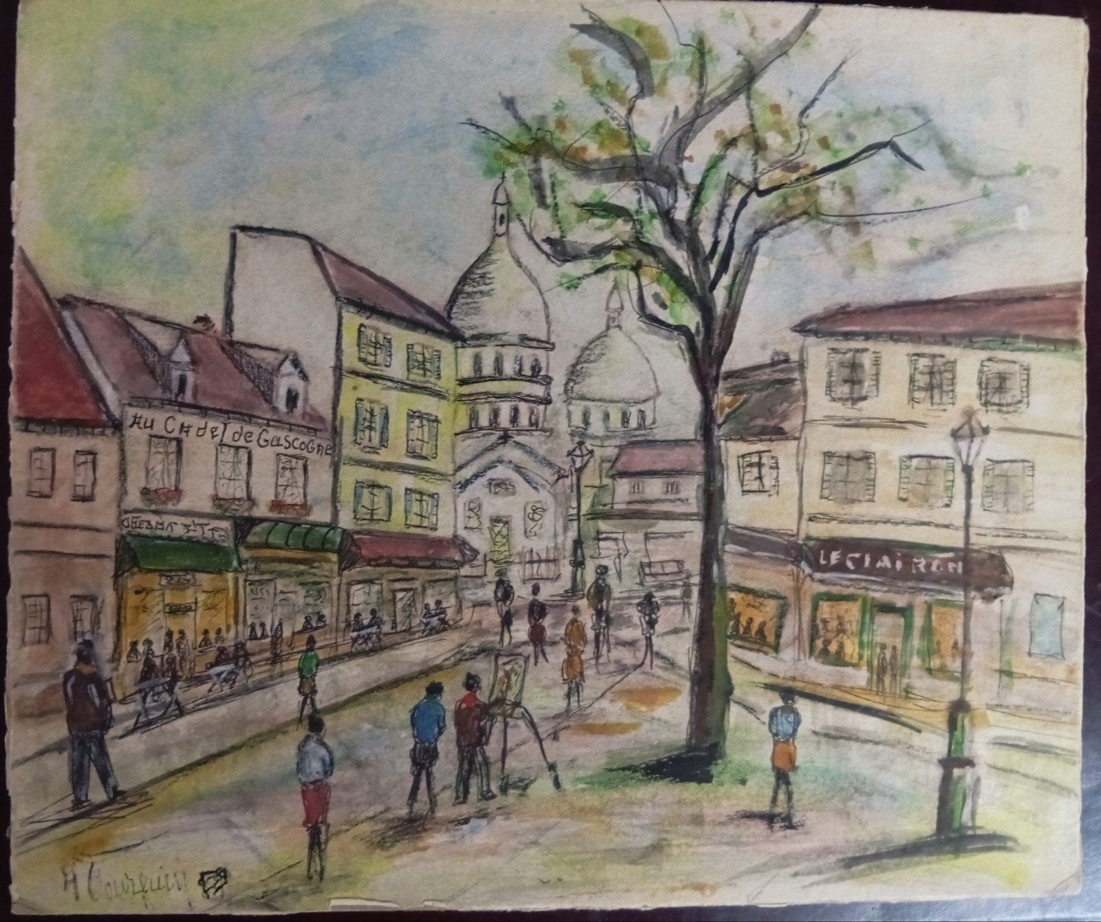 Place Du Tertre. La Bohème. Utrillo. Aquarelle ancienne, Antiquités & Art, Art | Peinture | Classique, Aquarelle