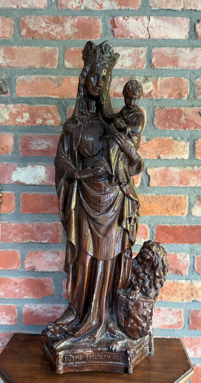 Lieve vrouw van Vlaanderen in kalk 58 cm, Antiek en Kunst, Ophalen