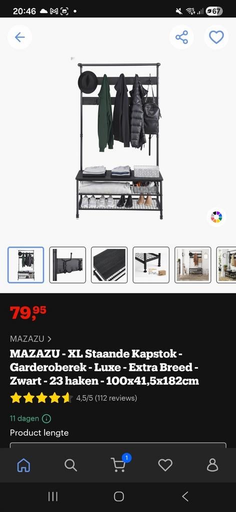 Staande kapstok, Huis en Inrichting, Ophalen