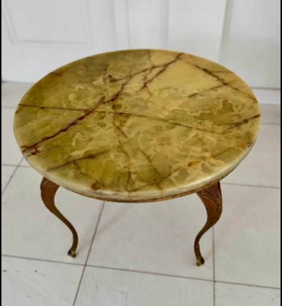 Vintage massieve onyx salontafel met bronzen onderstel, Enlèvement