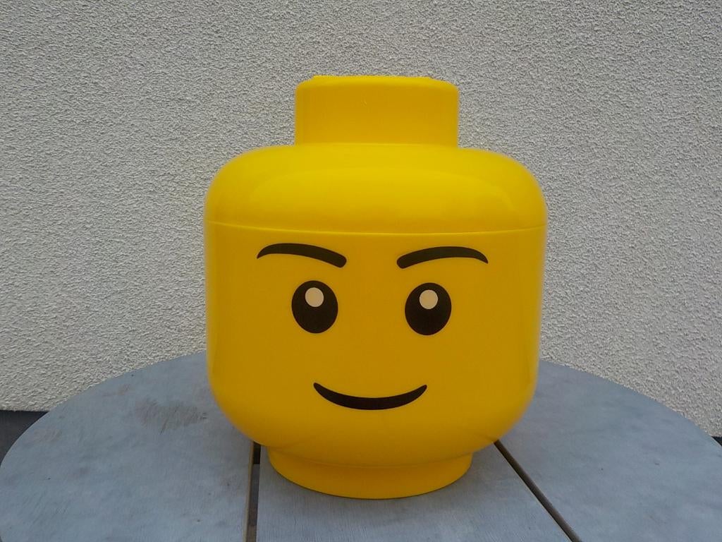 originele hele grote opbergdoos Lego hoofd minifig 8,5 liter, Gebruikt, Lego, Ophalen of Verzenden, Minifiguren serie