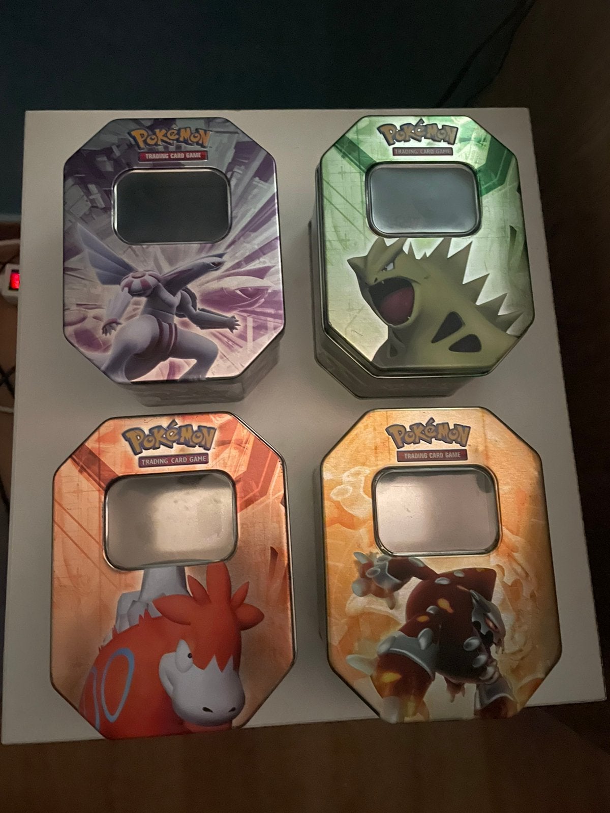 4 LEGE Vintage Pokémon TCG Blikken Diamond & Pearl 2007-2008, Ophalen of Verzenden, Gebruikt