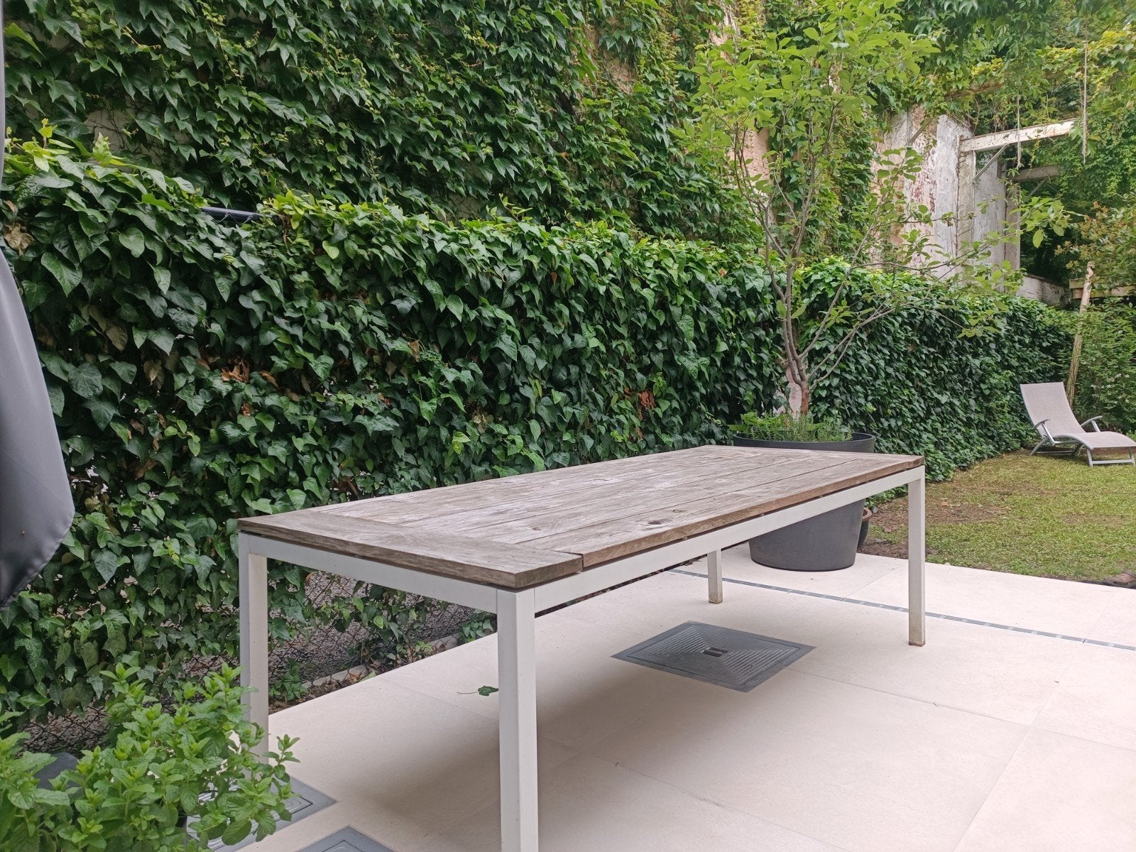 Grote tuintafel 240-110cm, gerecycleerde teak, Ophalen, Teakhout