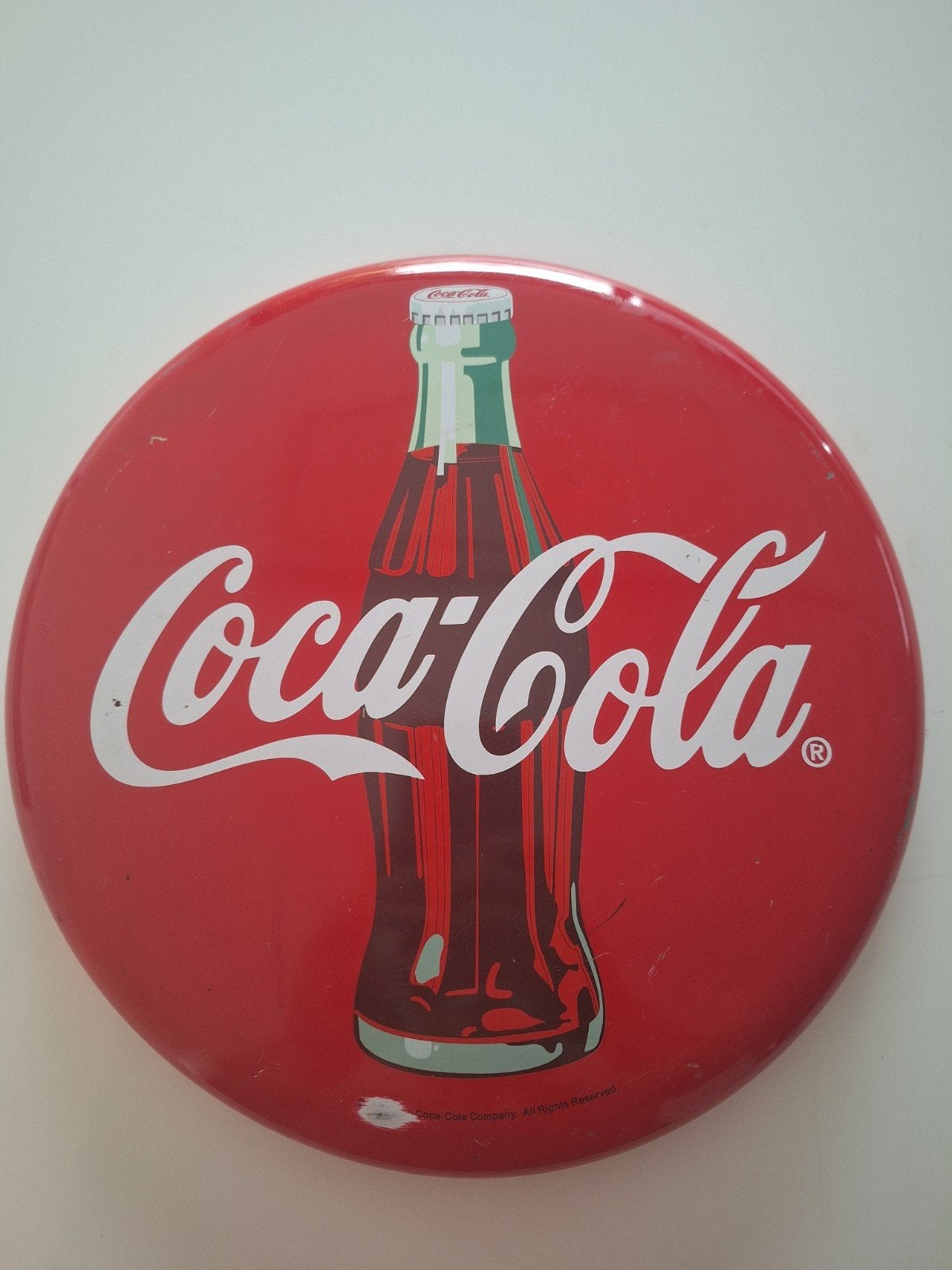 rond coca cola bord 30 cm, Verzamelen, Ophalen of Verzenden, Gebruikt, Reclamebord