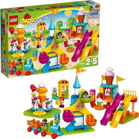 Duplo grote kermis 10840, Kinderen en Baby's, Speelgoed | Duplo en Lego, Zo goed als nieuw, Duplo, Complete set, Compleet, Inclusief accessoires