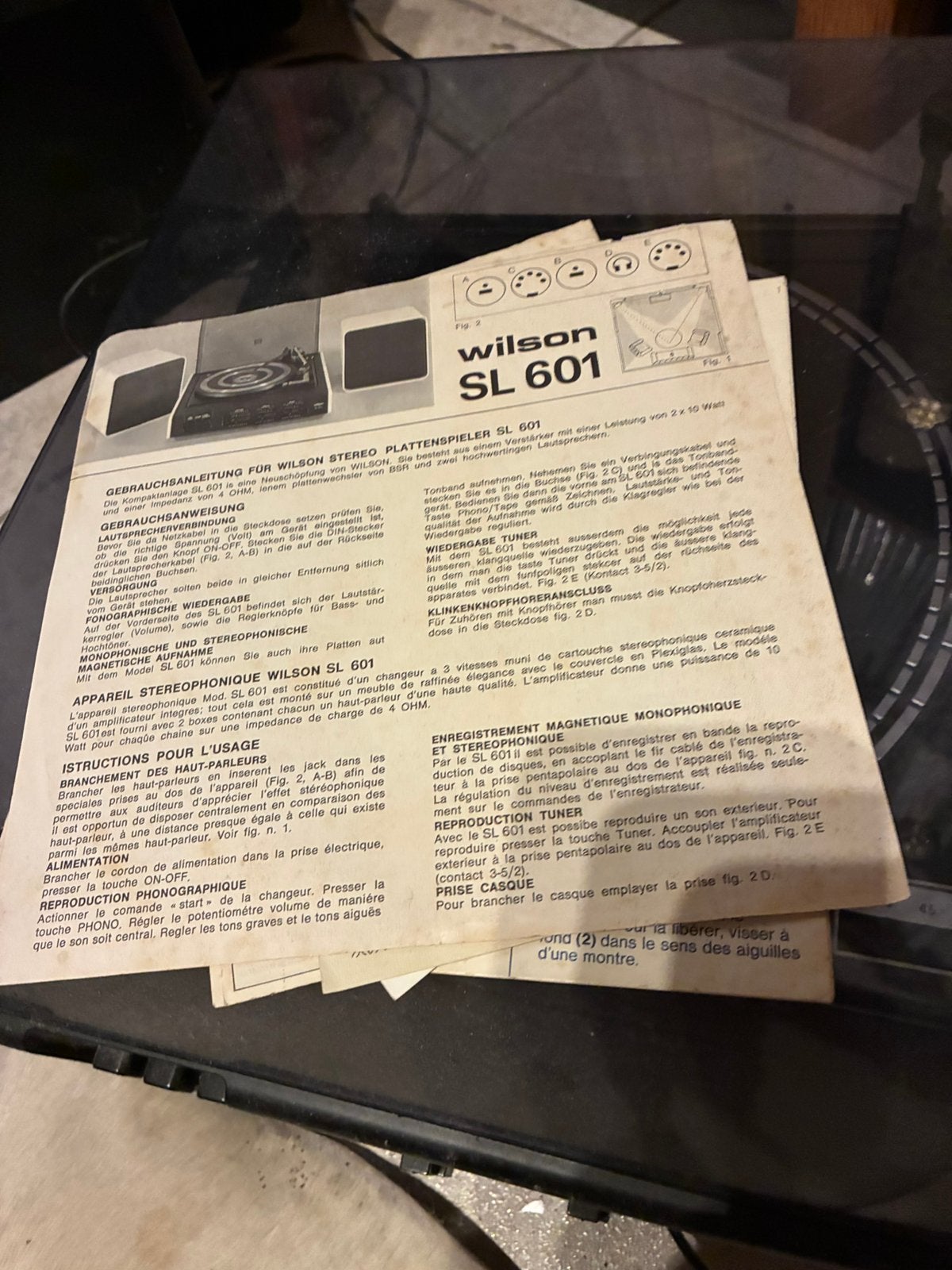 Platine Wilson SL 601, Enlèvement, Utilisé, Tourne-disque, Autres marques