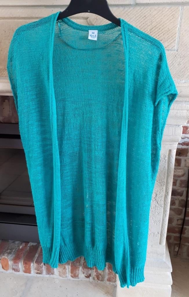 M&S Mode - vest/gilet - groen gehaakt - maat M/38 - € 2.5, Maat 38/40 (M), Verzenden, Zo goed als nieuw, MS Mode