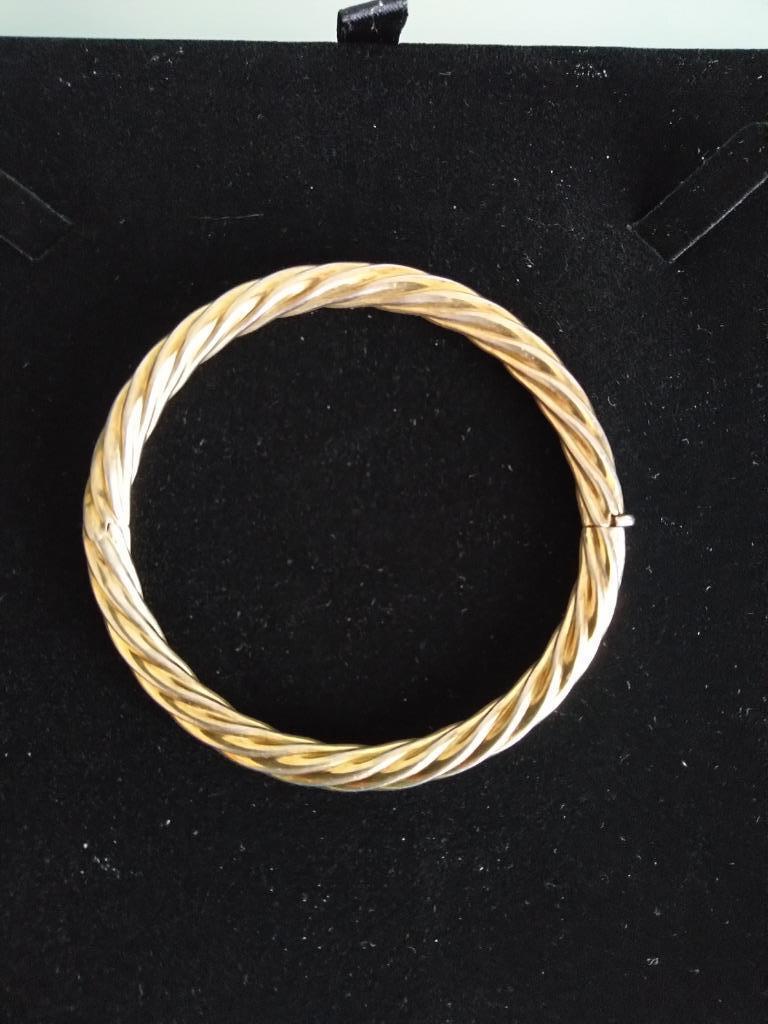 bracelet rigide torsadé argent doré, Antiquités & Art, Enlèvement ou Envoi, Argent