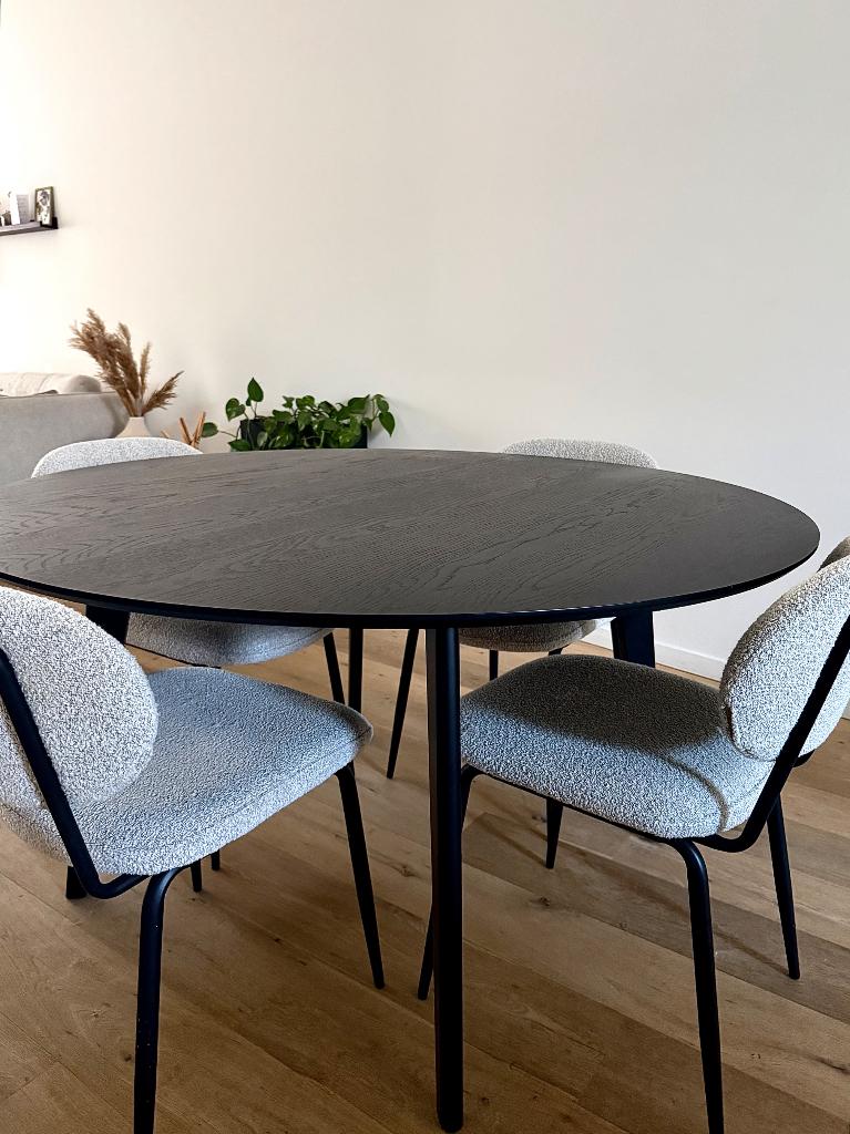 Houten ronde eettafel, Huis en Inrichting, Tafels | Eettafels, Ophalen, Zo goed als nieuw, Rond, 100 tot 150 cm
