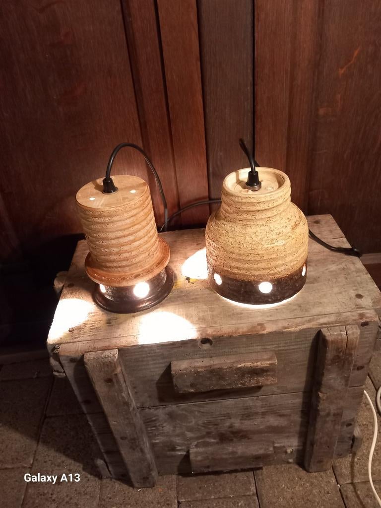 Lampe suspendue en céramique vintage, Maison & Meubles, Lampes | Abat-jour, Comme neuf, Autres formes, Beige, Brun, Enlèvement ou Envoi