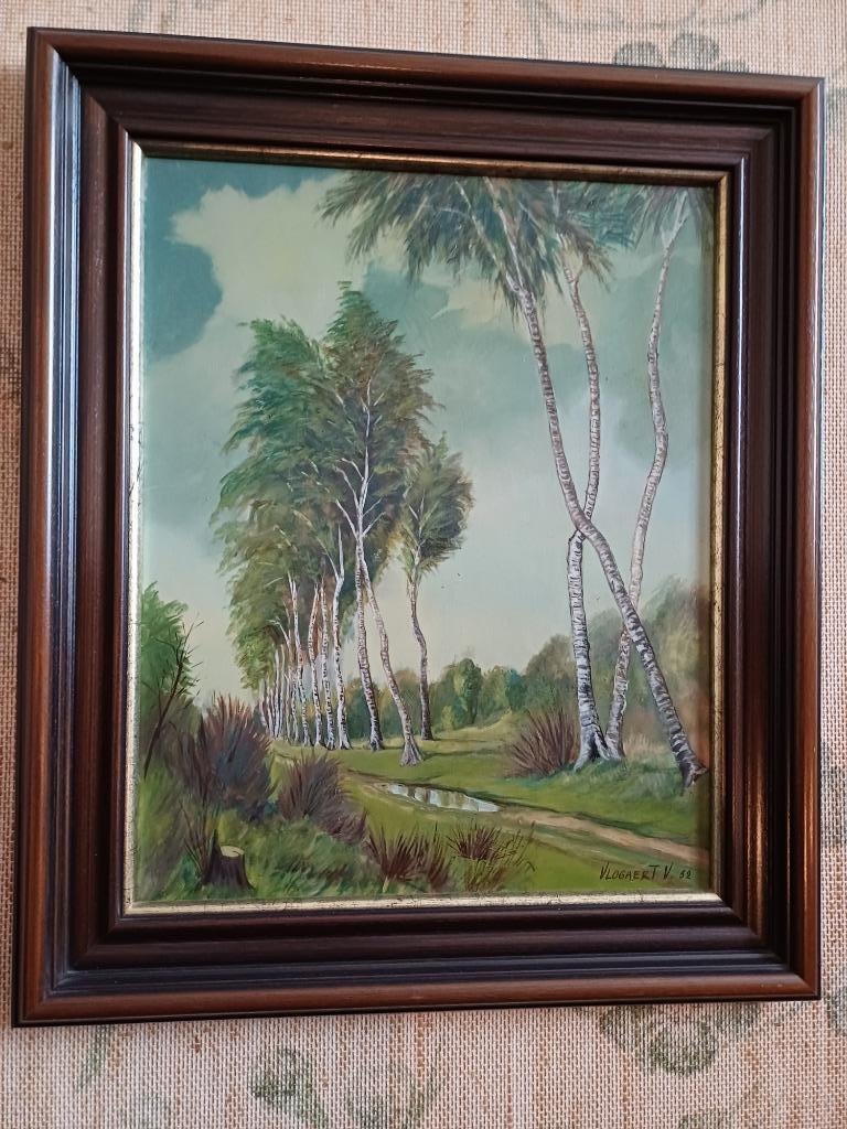 PEINTURE SUR BOIS DILBEEK 1952, Antiquités & Art, Art | Peinture | Classique, Enlèvement