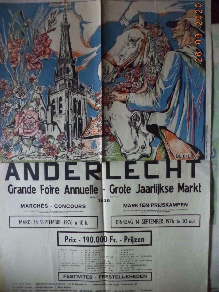 Affiche: Anderlecht: Grote Jaarlijkse Markt 14 sept. 1976., Ophalen of Verzenden, Gebruikt