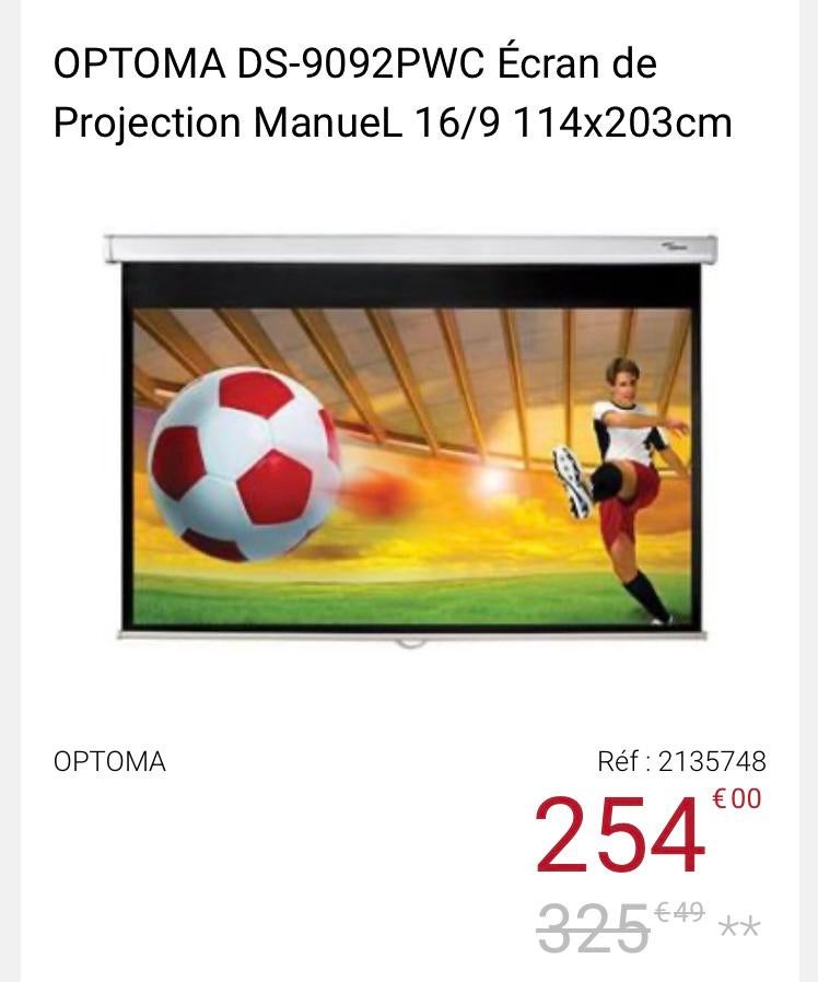 Écran de projection Optoma NEUF, TV, Hi-fi & Vidéo, Écrans de projection, Manuel, Neuf