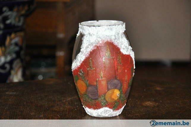 vase en verre decor de noel, Enlèvement ou Envoi, Utilisé