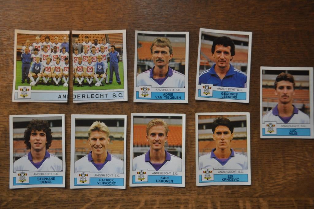 PANINI 9 STICKERS FOOTBALL 88 ANDERLECHT S.C., Verzenden, Zo goed als nieuw, Meerdere stickers