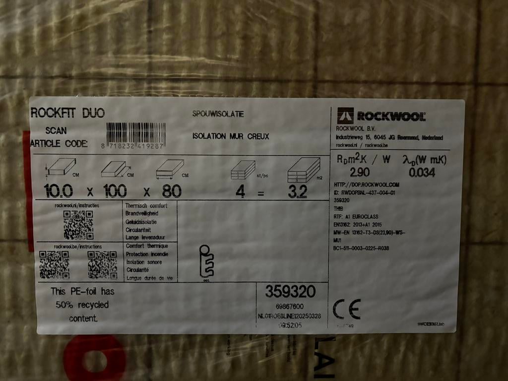 Restpartij Rockwool isolatie, Bricolage & Construction, Isolation & Étanchéité, Neuf, Isolation des murs, Isolation de toiture