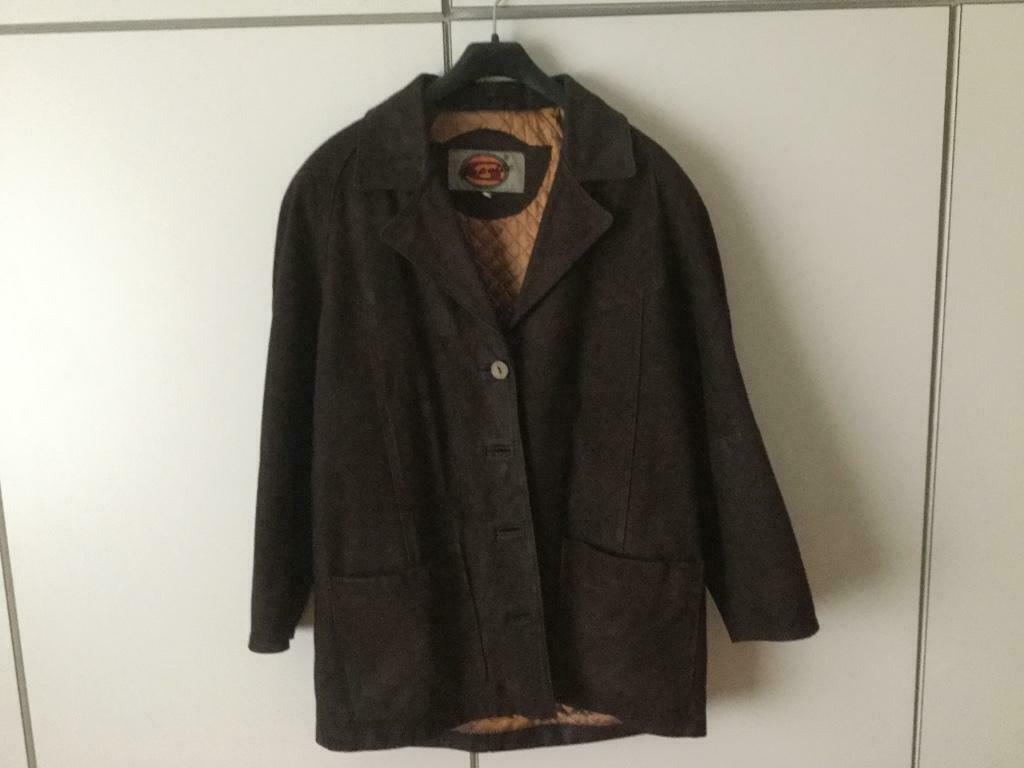 Nubuck damesjas, Ophalen, Gedragen, Maat 38/40 (M), Bruin