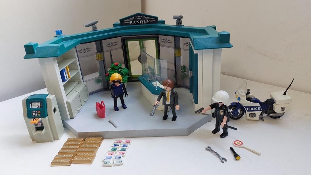 Playmobil 5177 De bank + politieagent op een motorfiets, Kinderen en Baby's, Speelgoed | Playmobil, Ophalen of Verzenden, Zo goed als nieuw