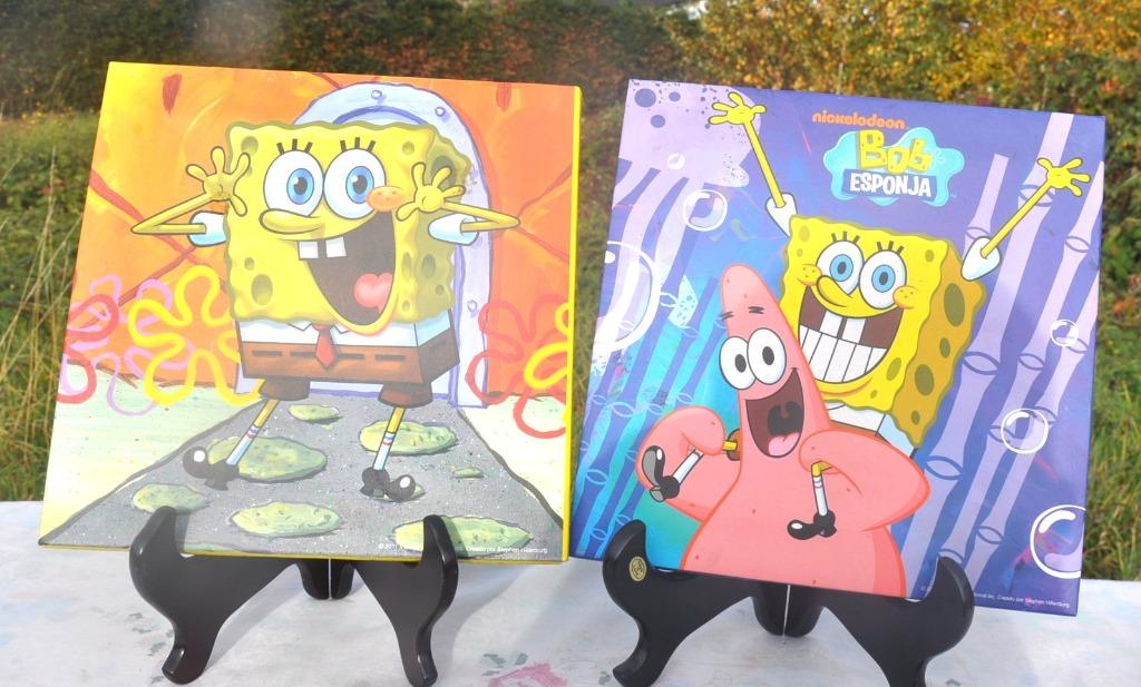 2 cadres toile plastifier bob l'eponge neuf, Enlèvement ou Envoi, Comme neuf, Décoration murale