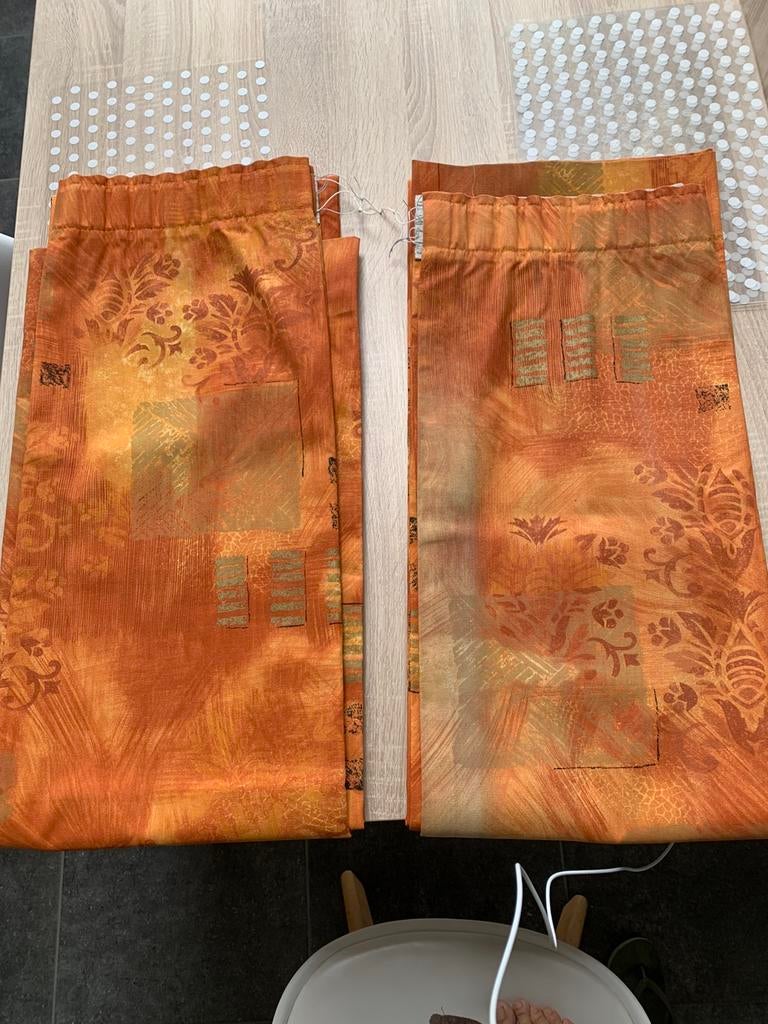 Tentures tons orangés, Maison & Meubles, Autres couleurs, Comme neuf, 100 à 150 cm, Enlèvement