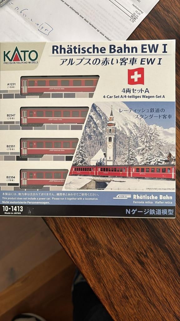 NLK 0429 RHAETISCHE BAHN 4-DELIGE SET 1/160, Hobby en Vrije tijd, Modeltreinen | N-Spoor, Overige merken, Treinset, Gelijkstroom