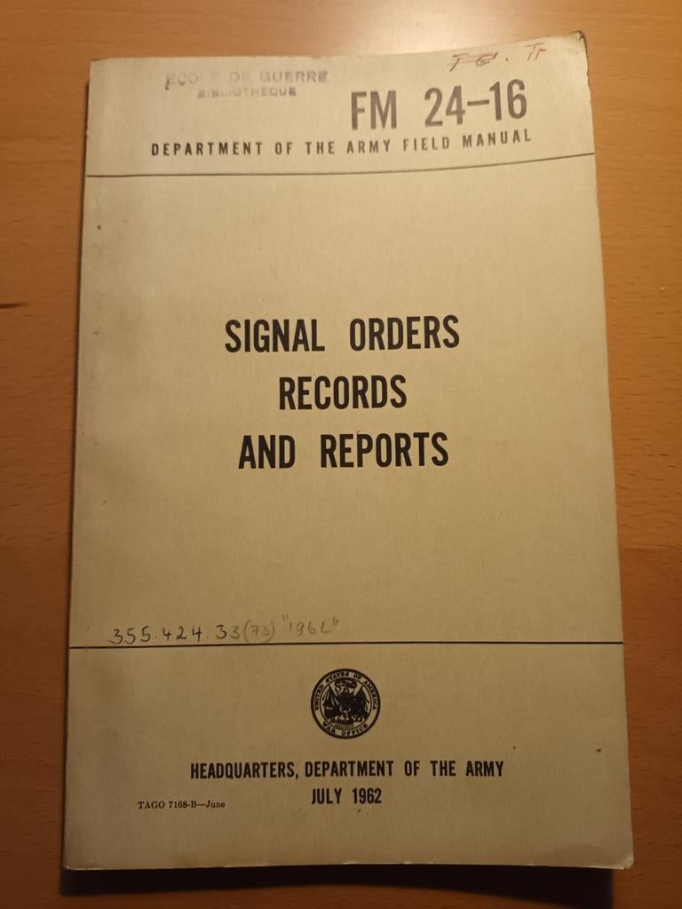 FM 24-16 signal orders records and reports 1962, Verzamelen, Ophalen of Verzenden, Landmacht, Boek of Tijdschrift