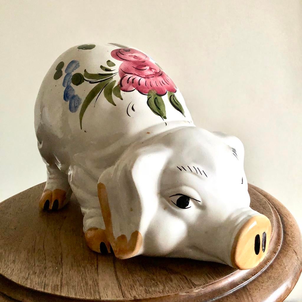 Tirelire Cochon en faïence, Enlèvement, Utilisé, Pierre, Poterie ou Céramique