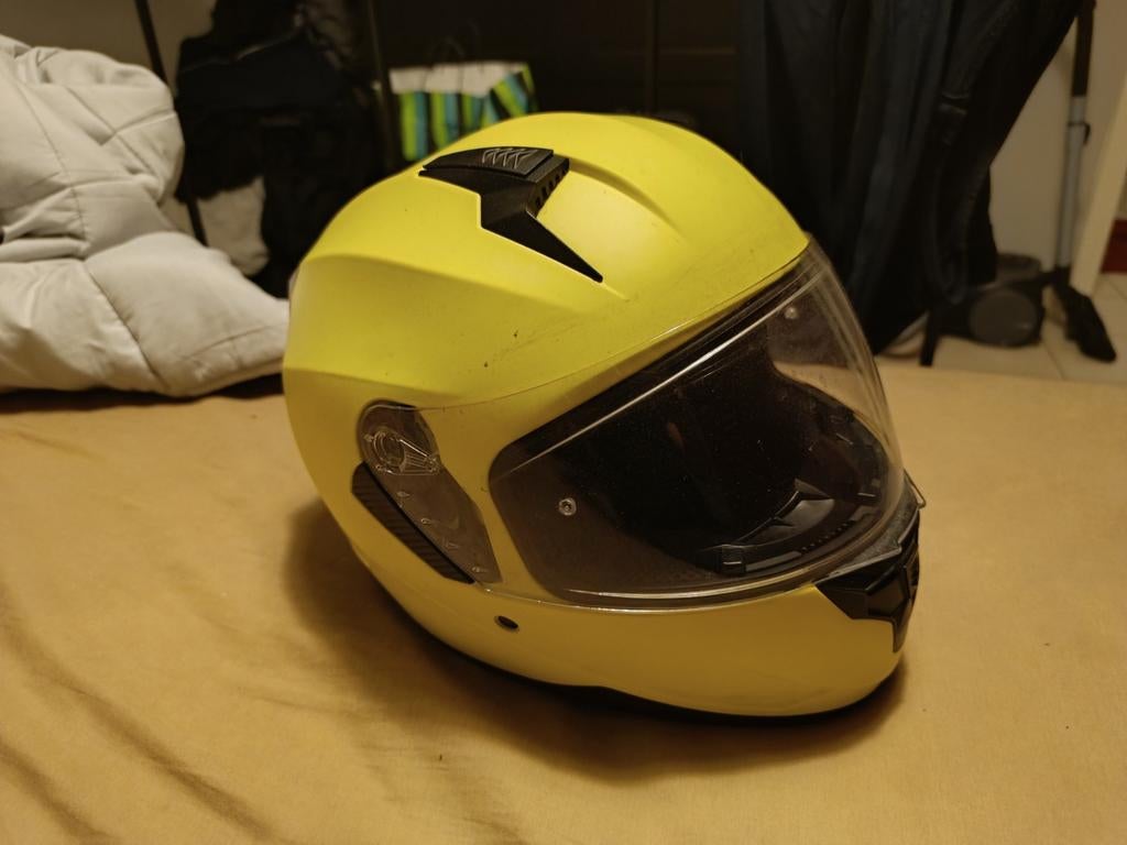 Gele motorhelm als nieuw maatje 61 XL, Ophalen of Verzenden, XL