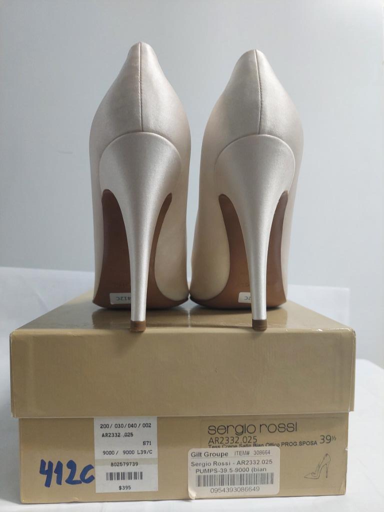 412C* Sergio ROSSI pumps van wit satijn (39,5), Pumps, Sergio Rossi, Verzenden, Wit