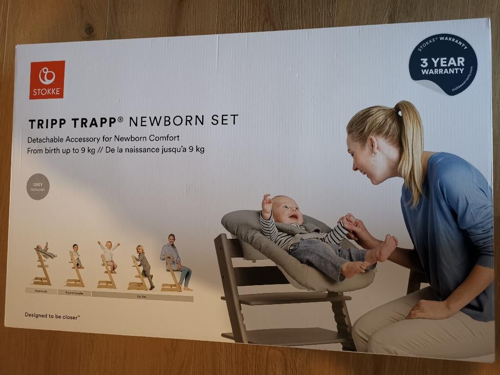 Stokke TrippTrapp Newborn set + 2 hoezen, Kinderen en Baby's, Ophalen, Zo goed als nieuw, Hangstoel, Gordel(s)
