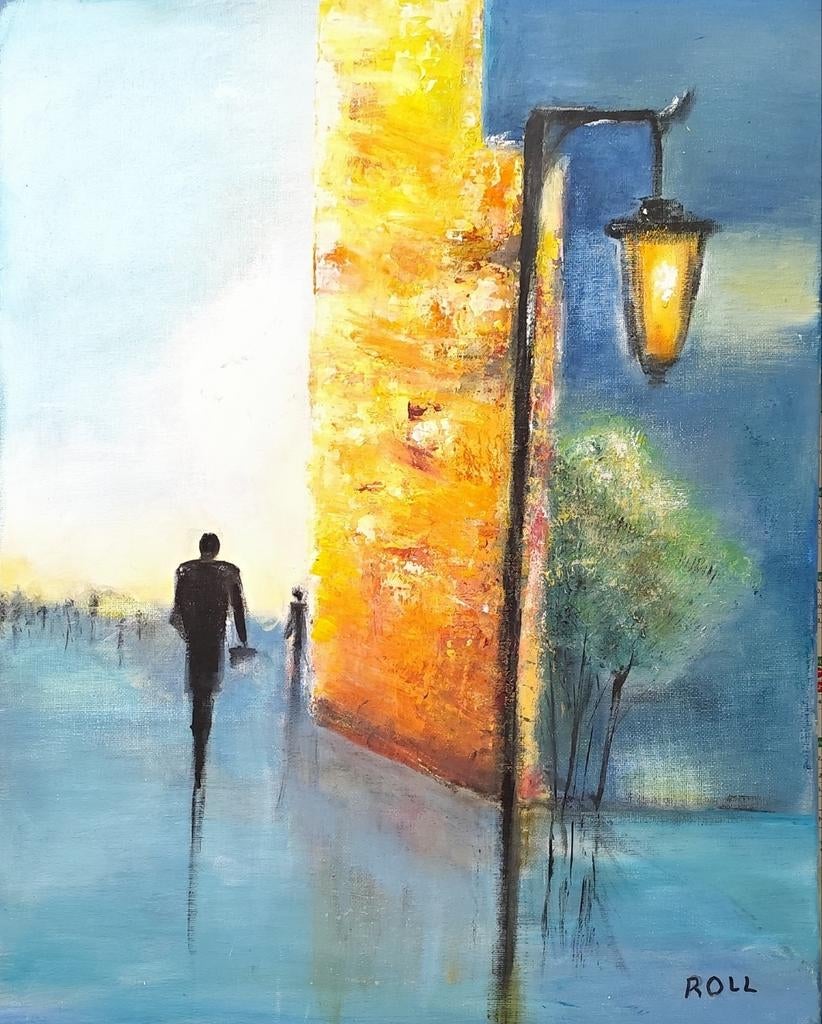 Ma nouvelle peinture acrylique "Le Soir ",, Enlèvement ou Envoi
