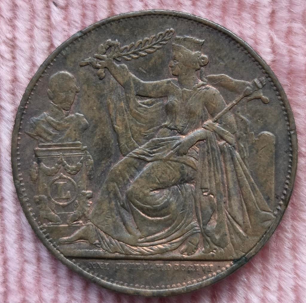 5 Ct Cu 1856   25 jaar inhuldiging L I, Ophalen of Verzenden