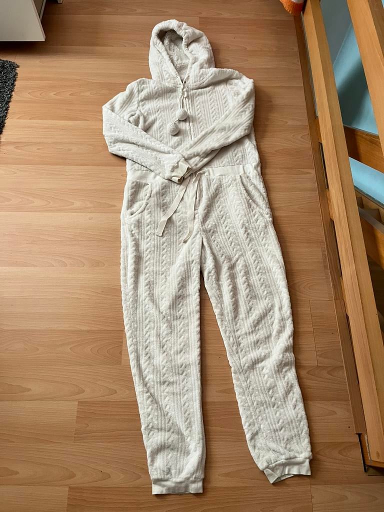 Jumpsuit hoodies wit superzacht M lang, Ophalen of Verzenden, Zo goed als nieuw, Wit