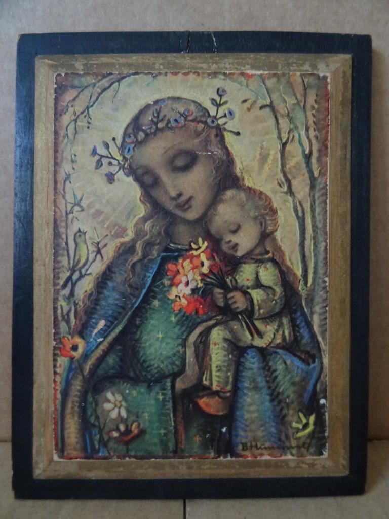 Icône Hummel Sainte Marie Icône Marie Hummel 13x17cm 1960, Enlèvement ou Envoi, Utilisé, Autres types, Christianisme | Catholique